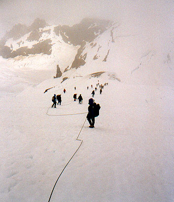 Looking down the Deming Glacier headwall