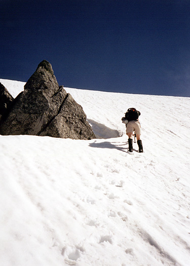 Jenny setting steps up the final slope