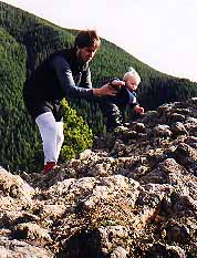 Bryden and Matt climbing on the summit rocks of Little Si